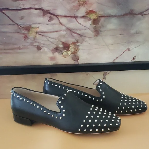 Jimmy Choo Black Studded Flats - Picture 2 of 9